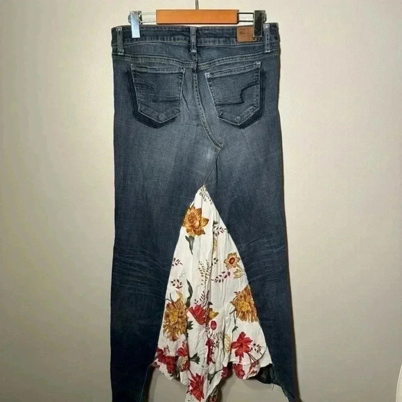 Vintage Y2K denim reworked patchwork denim  maxi skirt 4/6 - Picture 4 of 7